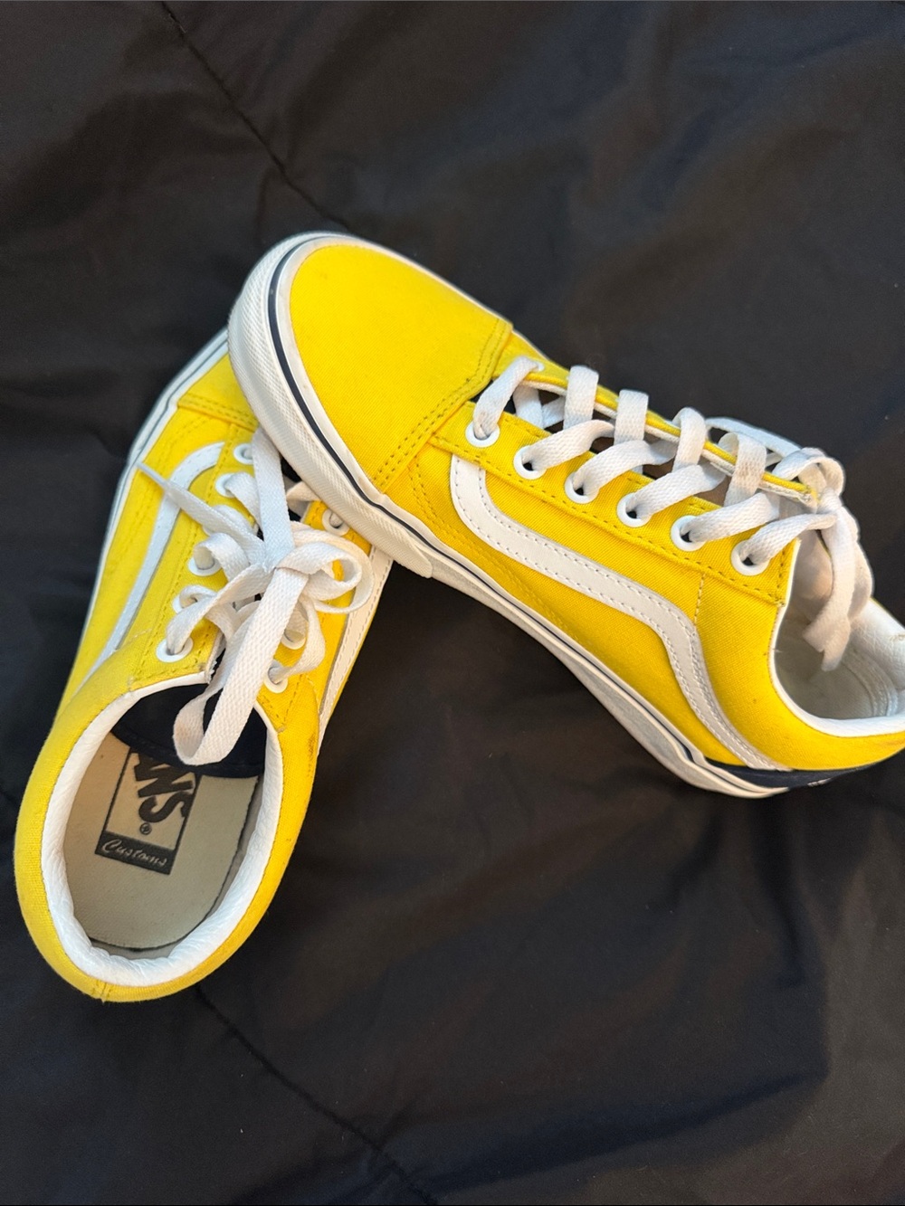 Vans Kids Yellow Canvas Low-Top Sneakers with White Stripe
